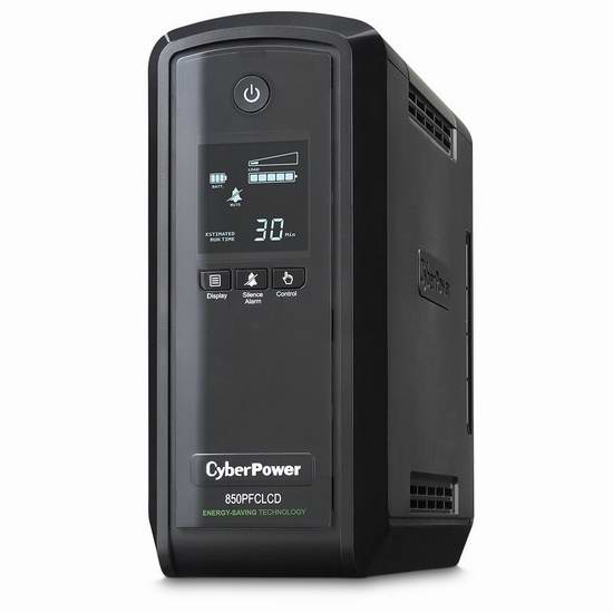  CyberPower CP850PFCLCD 850VA 510W UPS 10插座不间断电源6.6折 130.96元限量特卖并包邮！