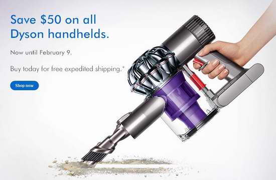  情人节特卖：Dyson 戴森 手持式吸尘器（DC61 Animal、V6 Mattress、DC34 Animal）全部立减50加元+包快递！