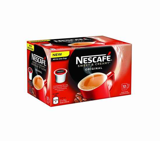  历史新低！Nescafé 雀巢 香甜奶油原味 K-Cup 咖啡胶囊（72杯装）2.8折 18.61加元限时清仓！