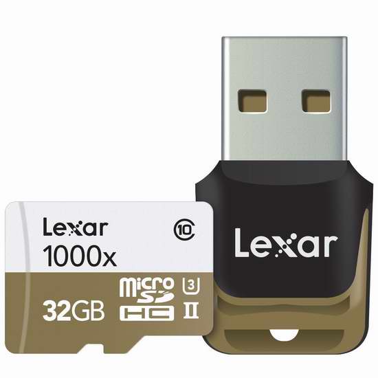  历史新低！Lexar 雷克沙 Professional 1000x microSDHC 32GB UHS-II/U3 高速存储卡+读卡器3.1折 24.29加元限时特卖！