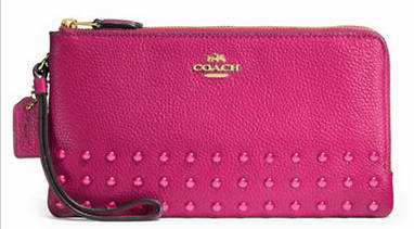  COACH Lacquer Rivets 时尚真皮双层拉链钱包3.7折 86.25加元！