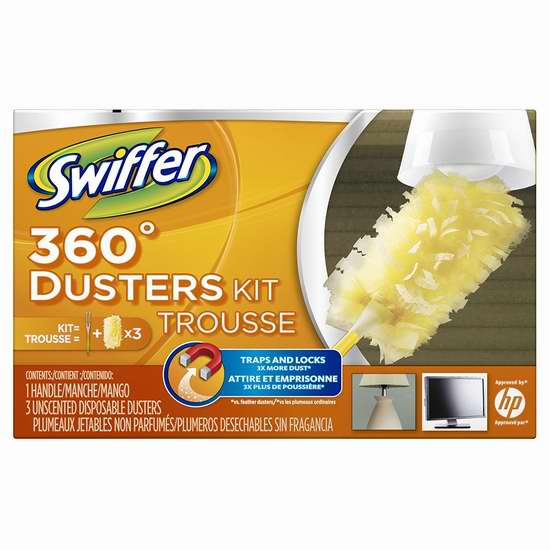  Swiffer 360 Dusters 除尘掸套装x3（共9张除尘布）3.2折 10.6加元限时特卖！