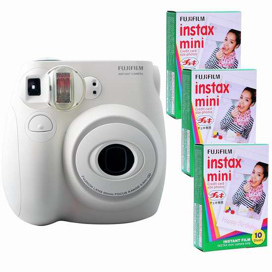  历史新低！Fujifilm 富士 Instax Mini 7S 拍立得+30张相纸超值装4.1折 47.88加元限时清仓并包邮！