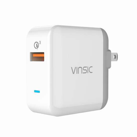  Vinsic 高通快充3.0 18W USB智能快速充电器 8.49加元限量特卖！