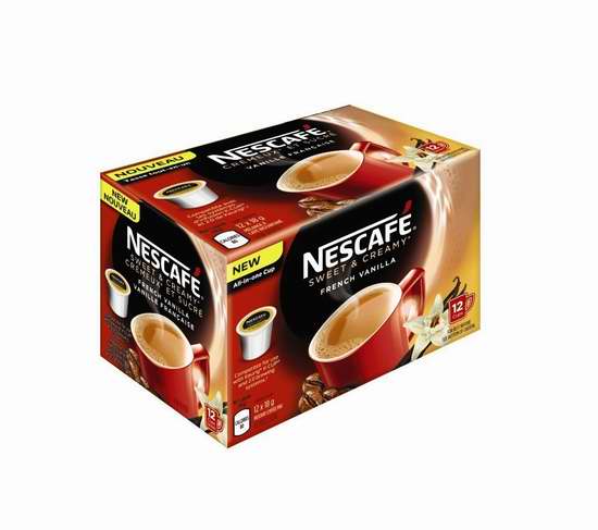  历史新低！Nescafé 雀巢 香甜奶油法式香草 K-Cup 咖啡胶囊（72杯装）3.7折 24.42加元限时清仓！