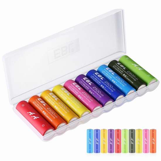  EBL 1000/2500mAh Ni-MH AA/AAA镍氢充电电池10只装 16.14-18.53加元限量特卖！