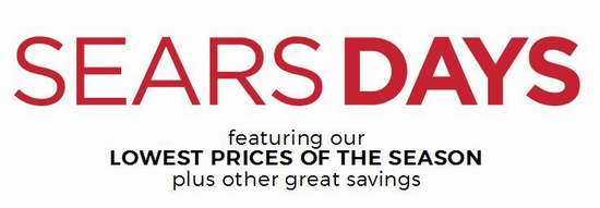  本季最好折扣！Sears Days全站海量商品特价销售！