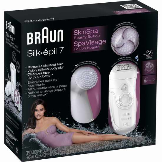  历史新低！Braun 博朗 Silk-épil 7 干湿两用脱毛器+SkinSpa 6X洗脸刷/洁肤刷套装 89.99加元限时特卖并包邮！