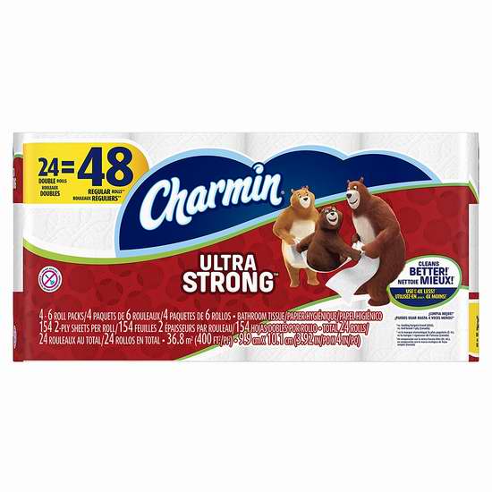  Charmin 双层超强卫生纸24卷 13.28-13.98加元！