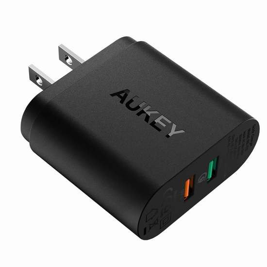  历史新低！AUKEY 高通快充3.0 双口USB智能快速充电器 9.99加元限时特卖！