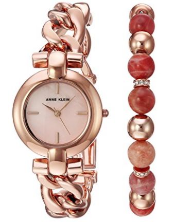  Anne Klein AK/2836SUNS 女士玫瑰金腕表+施华洛世奇水晶手链 66.28加元，原价 168.75加元，包邮