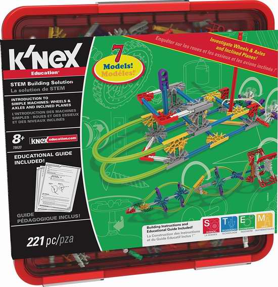  历史新低！ K'nex Education 车轮车轴 构建机器益智拼插积木套装（221pcs） 19.5加元限时特卖！