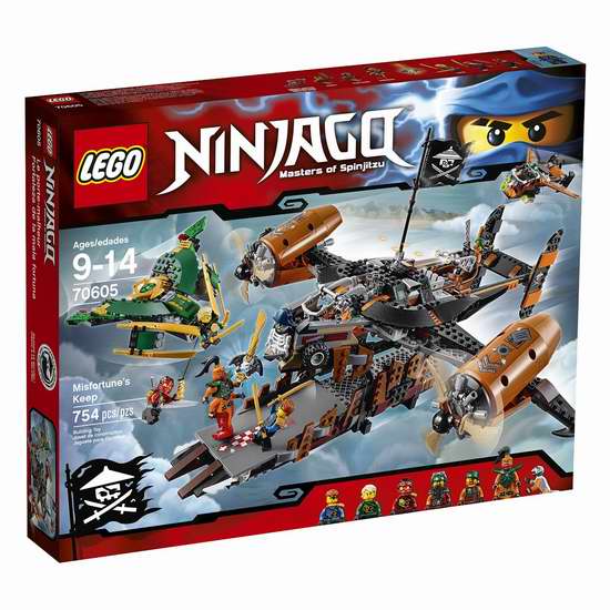  历史新低！LEGO 乐高 70605 Ninjago 飞天海盗要塞 厄运堡垒号积木套装（754pcs）5折 50.41-63.01加元包邮！