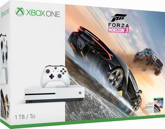  历史新低！Xbox One 1TB 家庭娱乐游戏机+《极限竞速 地平线3》套装 319.99加元包邮！