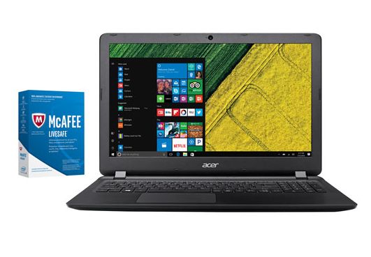  Acer Aspire ES 15.6英寸笔记本+McAfee LiveSafe 2017 套装 399.98加元，原价 639.98加元，包邮