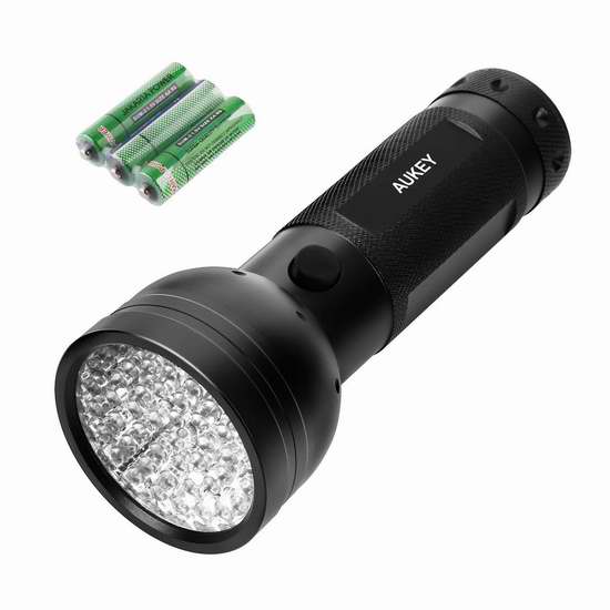  AUKEY 51 LEDs 多用途 化妆品荧光剂检测 钞票证件防伪 珠宝鉴定 紫光灯手电筒 10.99加元！