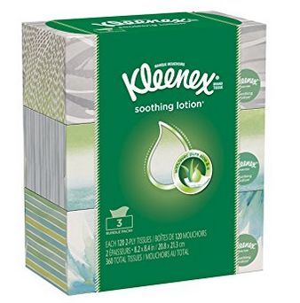  Kleenex 舒洁 柔滑面巾纸/抽纸 1.74加元（120抽x3盒）