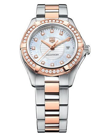  TAG Heuer 泰格豪雅 Aquaracer 竞潜系列 女士18K玫瑰金镶钻腕表 4710加元，原价 7850加元，包邮