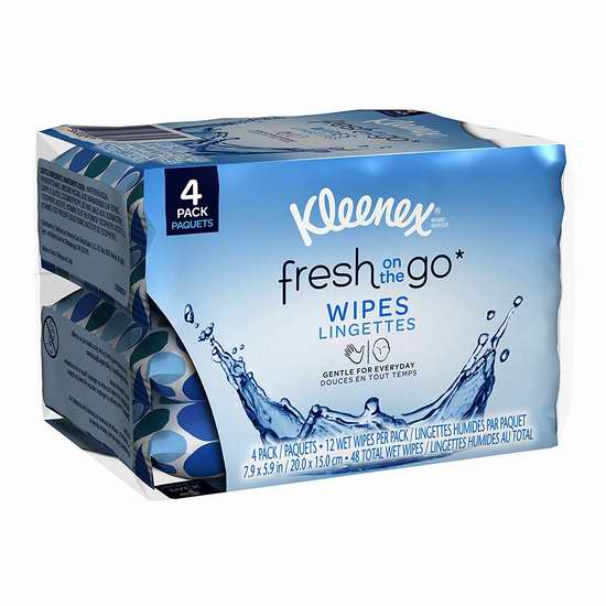  Kleenex Fresh on The Go 湿巾纸（4包）1.77加元！