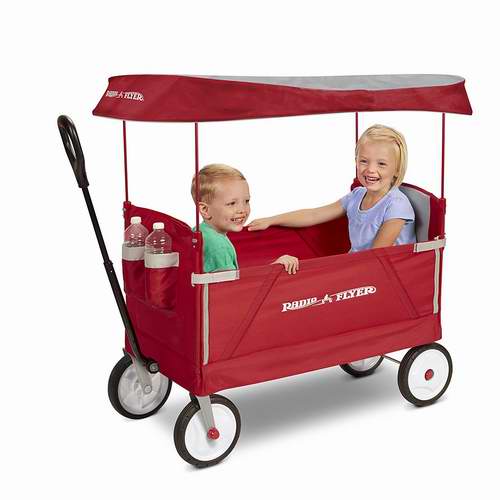  Radio Flyer 3合1 可折叠带顶蓬双人儿童拖车 153.98加元（原价 236.54加元）