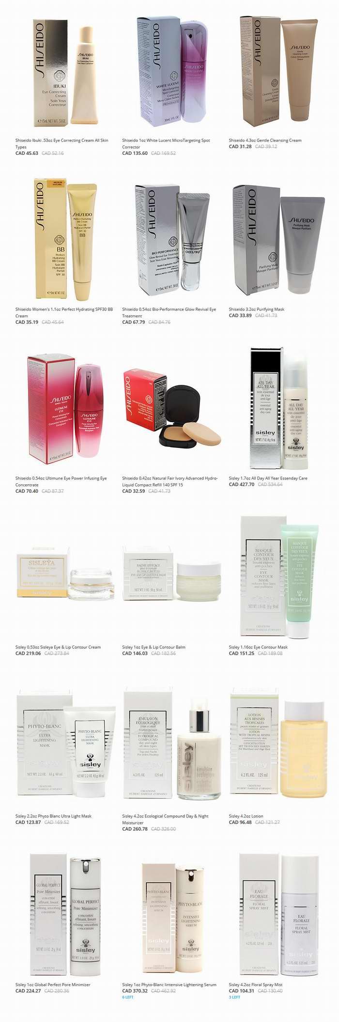 精选Sisley、 SK-II 、La Prairie等品牌护肤品 8折起特卖！