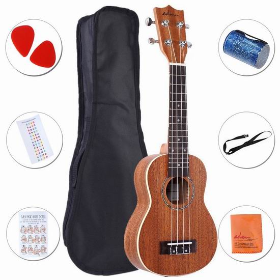  ADM Ukulele Soprano Mahogany 21寸专业夏威夷小吉他/尤克里里5.7折 39.99加元限量特卖并包邮！