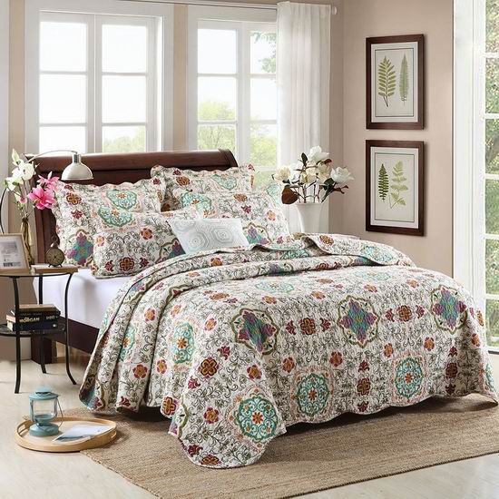  历史新低！Comforbed Jacquard 纯棉印花Queen薄被3件套 29.99加元清仓！2色可选！