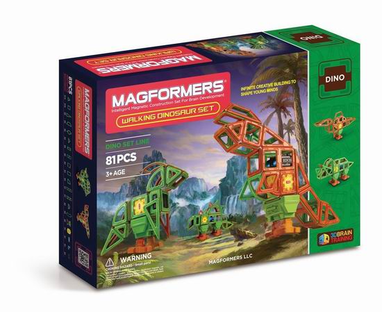  历史新低！Magformers 恐龙 益智磁力积木81片套装2.7折 68.19加元包邮！