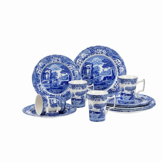  历史新低！Spode 英国顶级百年名瓷 Blue Italian 中国风 蓝白复古餐具12件套2.3折 92.99加元清仓并包邮！