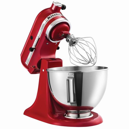  金盒头条价上再降30加元！KitchenAid KSM120ER 4.5夸脱 红色多功能厨师机5.2折 249.99加元包邮！