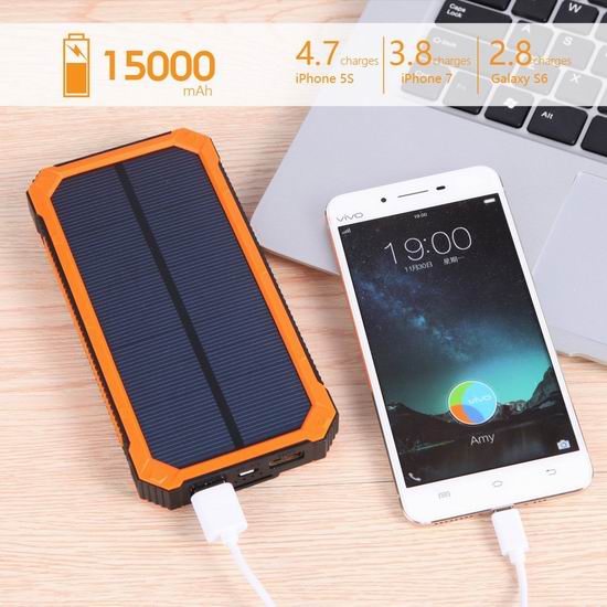  历史新低！Soluser 15000mAh 便携式太阳能充电宝3.4折 24.99加元！