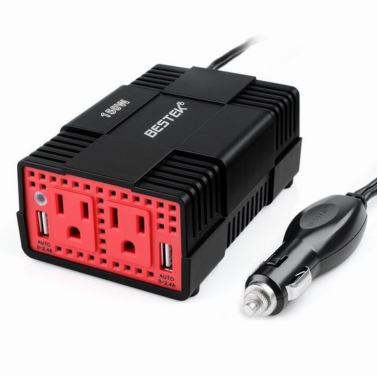  BESTEK 150W 车载电源逆变器（2 USB充电口+2电源插座） 20.39加元限量特卖！