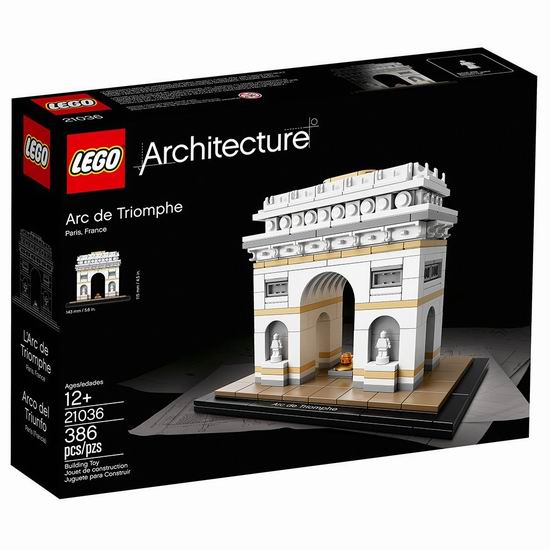  历史新低！LEGO 乐高 建筑系列 21036 巴黎凯旋门（386pcs）6折 29.99加元包邮！