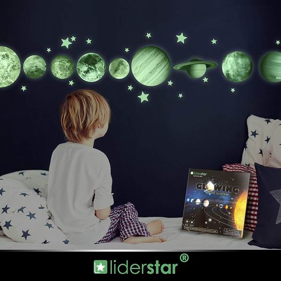  LIDERSTAR 夜光太阳系行星贴片套装 21.17加元限量特卖！