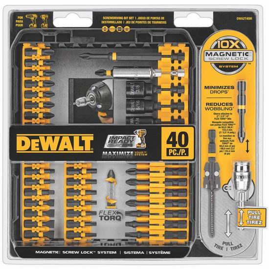  DeWalt 得伟 Flex Torq 螺丝头40件套 33.2加元！