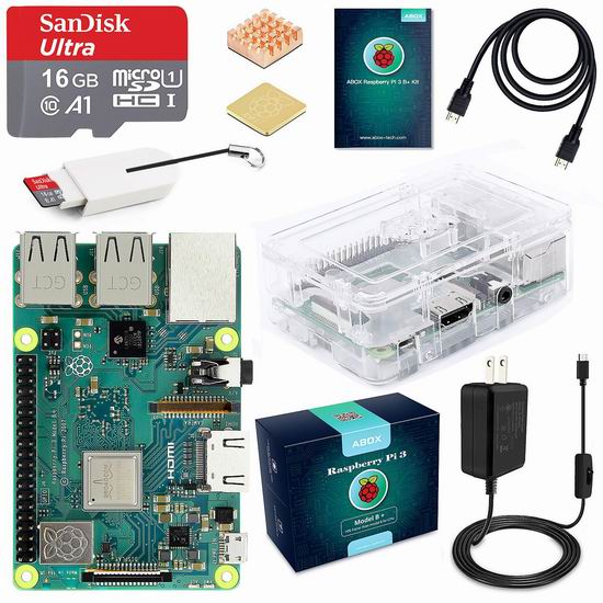  ABOX Raspberry Pi 3 树莓派3 Model B+ 主机板+Micro SD卡+电源 入门套件 76.49加元限量特卖并包邮！