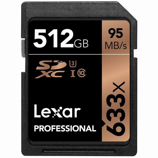  历史新低！Lexar 雷克沙 Professional 633x SDHC/SDXC UHS-I 512GB 存储卡 112.09加元包邮！