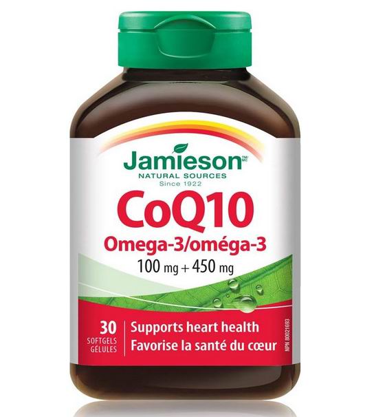  Jamieson 健美生 辅酶CoQ10 + Omega-3鱼油软胶囊30粒 14.24加元（官网原价 23.99加元）