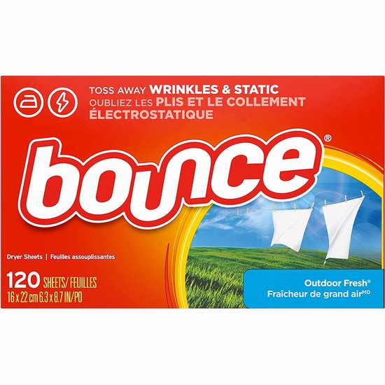  历史新低！Bounce 抗过敏防静电清香烘干纸（120张）4.3折 5.97加元！