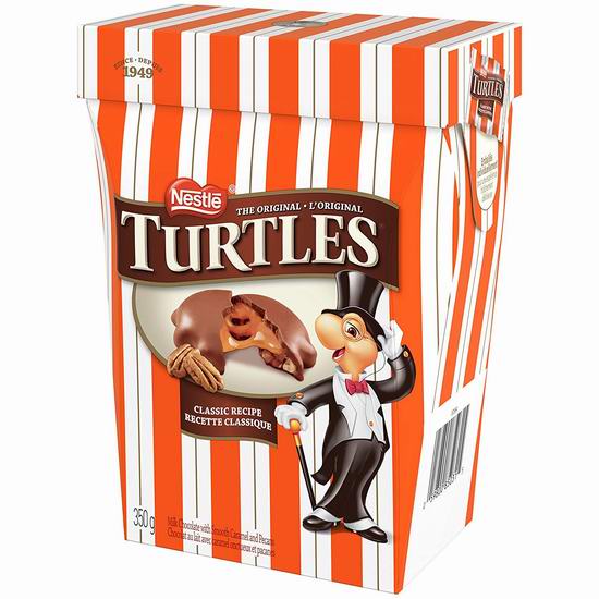  历史新低！Nestle 雀巢 Turtles 乌龟 焦糖+山核桃 牛奶巧克力（350克）5折 4.99加元！