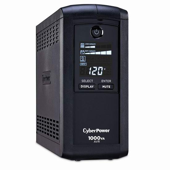  CyberPower CP1000AVRLCD 1000VA/600W UPS 9插座不间断电源 119.95加元限量特卖并包邮！