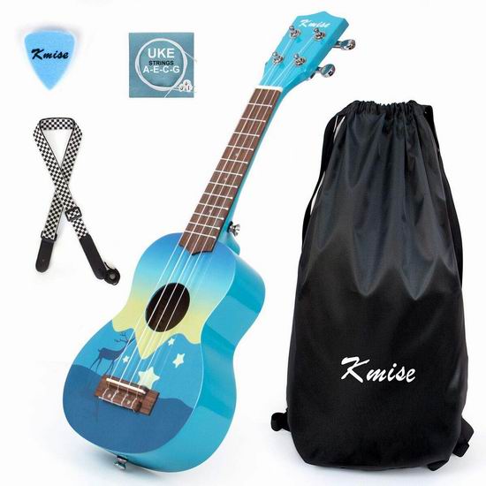  Kmise Soprano Ukulele 21英寸 夏威夷小吉他/尤克里里 33.99加元限量特卖并包邮！