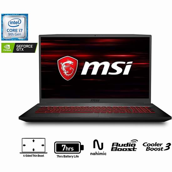  历史最低价！MSI 微星 GF75 9SC-052CA 17.3英寸游戏笔记本电脑（i7-8750H, GTX1650, 16GB, 512GB SSD） 1499.99加元包邮！