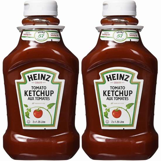  Heinz 亨氏 Ketchup 番茄酱（1.25升x2瓶） 7.99加元！