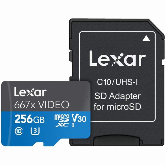  历史新低！Lexar Professional 667X Video 256GB MicroSDXC 储存卡 51.67加元包邮！