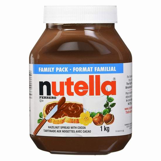  Ferrero Nutella Hazelnut 榛子巧克力酱（1公斤）  7.96加元（原价 10.99加元）