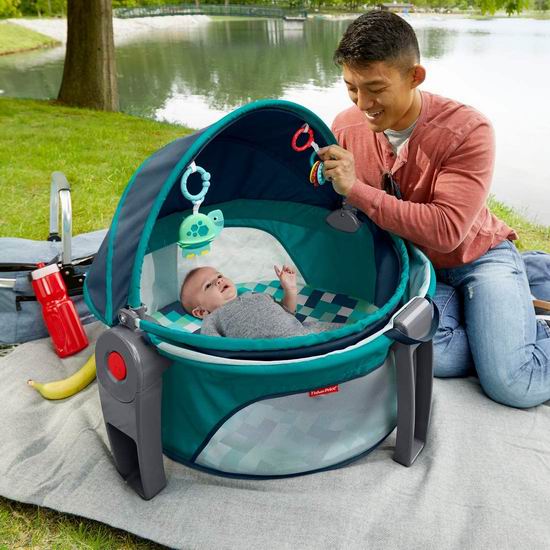  近史低价！Fisher-Price 费雪 On-The-Go 便携式二合一 婴儿睡眠/玩乐围栏 69.99加元包邮！