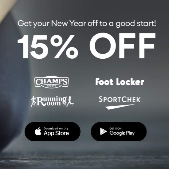  Sport Chek、Foot Locker、Champs Sports、Running Room 100加元电子礼品卡限时8.5折！