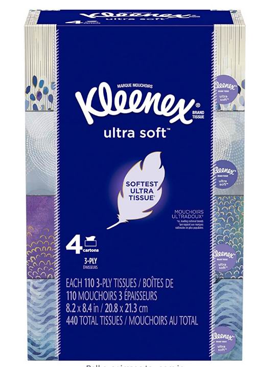  Kleenex 舒洁 超软面巾纸/抽纸（110抽x4盒、440张）6.36加元