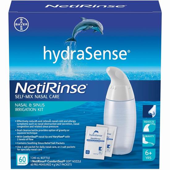  hydraSense NetiRinse 二合一洗鼻器+盐包套装 14.16加元（原价 21.99加元）